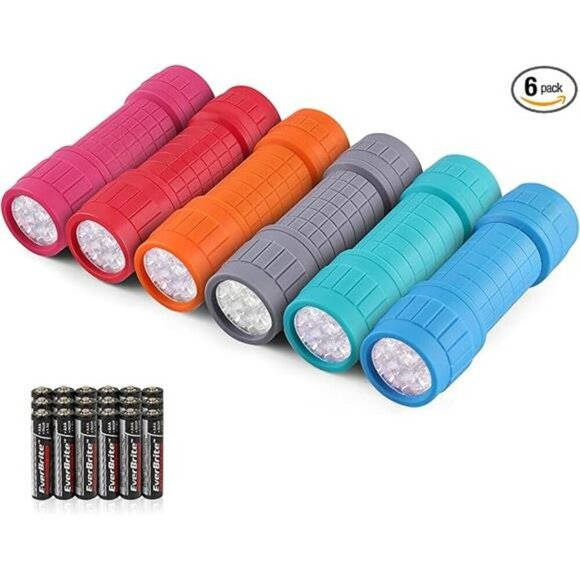 Mini LED Flashlight Set 6 Pack with Batteries Small Camping Emergency Lights - Picture 7 of 7